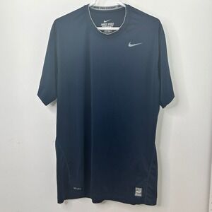 Nike Pro Combat Dri-FIT Fitted Shirt XXL Navy Blue Short Sleeve Training Tee